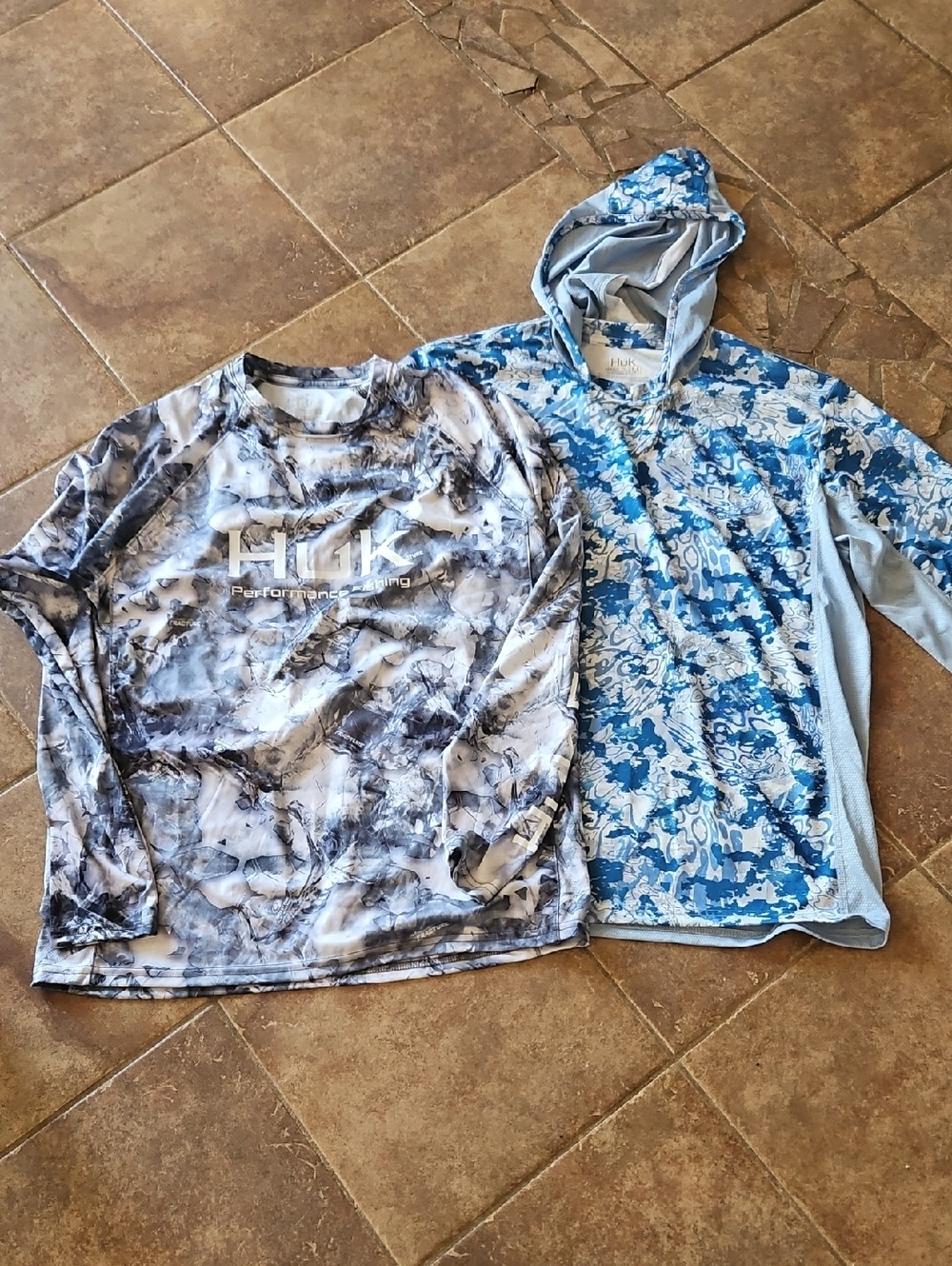 Huk Blue & Gray Camouflage Long Sleeve Performance Top - Kids